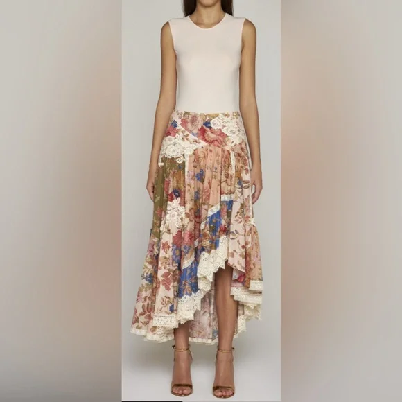 Zimmermann August Asymmetric Lace Skirt - Picture 1 of 13